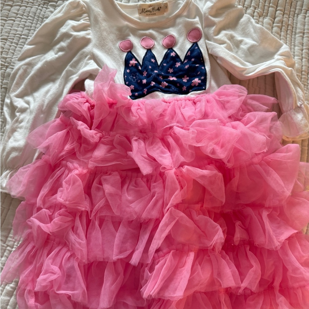 Marie Nicole Ruffled Dress with Crown Design